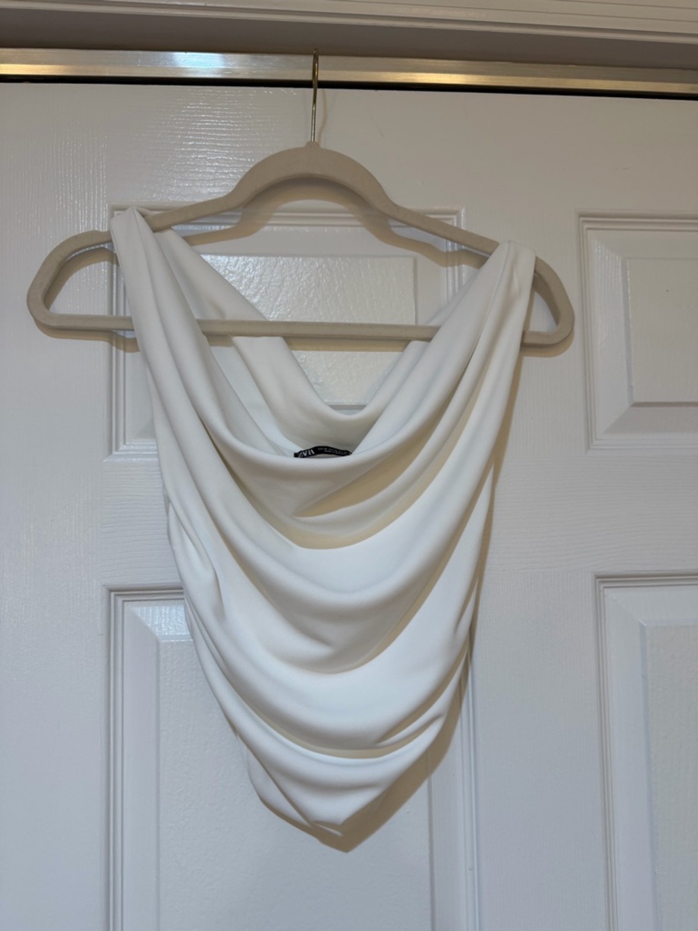 Zara Cream Cowl Neck Sleeveless Top